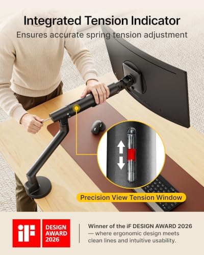 monTEK USB Monitor Arm for 17-40" Screens, 26.4 lbs, Black