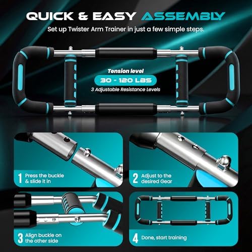 Twister Arm Trainer, Adjustable Dual Resistance (30-90, 90-120 Lbs) Upper Body Chest Exerciser And Hand Grip Strength Trainer, Portable Training Equipment For Chest & Arm Workout, Best For Home Gym