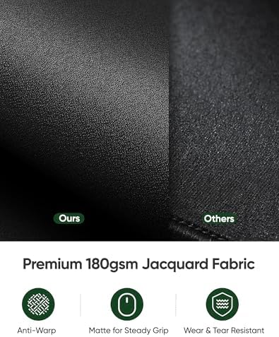 ALOANES Black Waterproof Desk Mat, Large Mouse Pad with Extended Mouse Mat, with Anti Slip Base, Stitched Edge, Grain Jacquard Surface, Perfect for Gamer, Office & Home, 3XL 15.74''x35.43''x0.12''