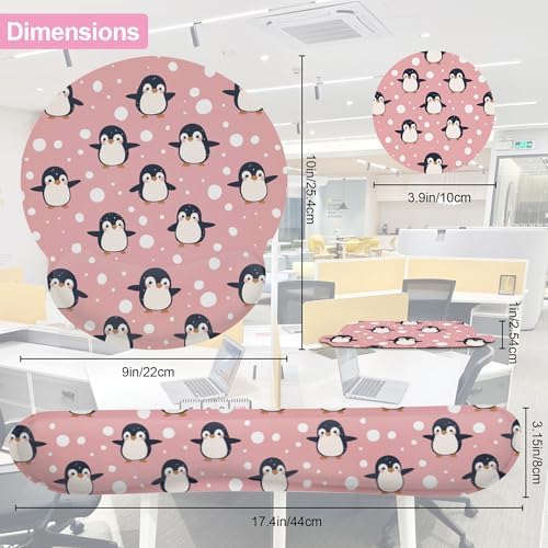 Cute Penguin Keyboard Wrist Rest Pad Mouse Pad Set,Ergonomic Mousepad Wrist Support Memory Foam Desk Pad for Gaming Office,Non-Slip Rubber Base Easy Typing for Home Office Computers