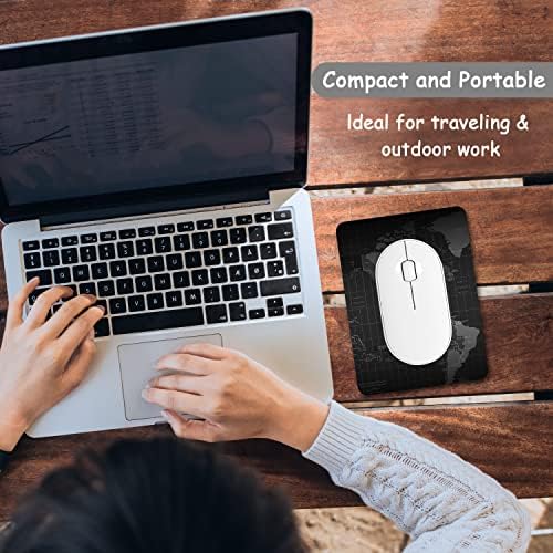 Dapesuom Small Mouse Pad, 6 x 8 Inch Thick Rubber Premium-Textured Non-Slip Portable & Washable Mini Mouse Mat for Women Men Wireless Laptops Keyboard Tray Gaming Work Computer Office Travel, Map