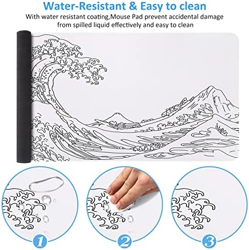 iCasso White Mouse Pad, Extended Gaming Desk Pad 35.4x15.7 in