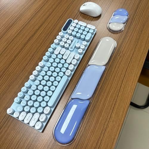 Upgrade Keyboard Wrist Rest Set, Gel Keyboard Wrist Support Mousepad, Ergonomic Mouse Wrist Mat for Computer, Laptop, Home, Office, Blue Color Block