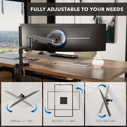 Mount-It! Ultrawide Monitor Arm, Pole Mount, 17-49" Screens, 44 lbs, VESA