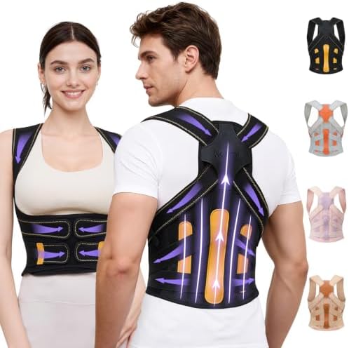 Posture Corrector for Women and Men, 5 Full Back Support Brace Rods, FSA&HSA Eligible, Adjustable Shoulder Straightener, Improving Hunchback Posture, Upper and Lower Back, Neck Pain Relief, Small