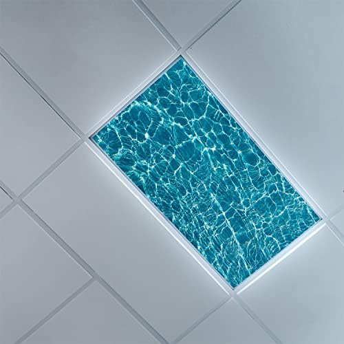 Fluorescent Light Cover Decorative Ceiling Light Filters,Ocean Pattern,for Classroom Office Hospitals Home Ceiling Decorative,2ft x 4ft,Dark Turquoise Baby Blue