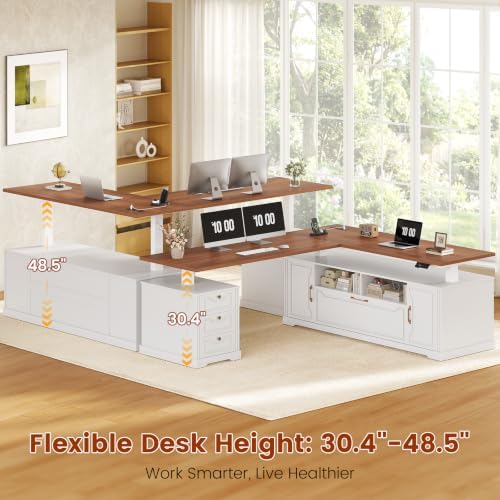 70.9" x 55" L Shaped Standing Desk with 4 Drawers, Electric Executive Desk