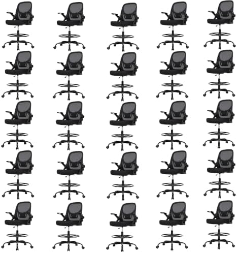 Drafting Chair, Tall Office Chair for Standing Desk, Black, 25 PK