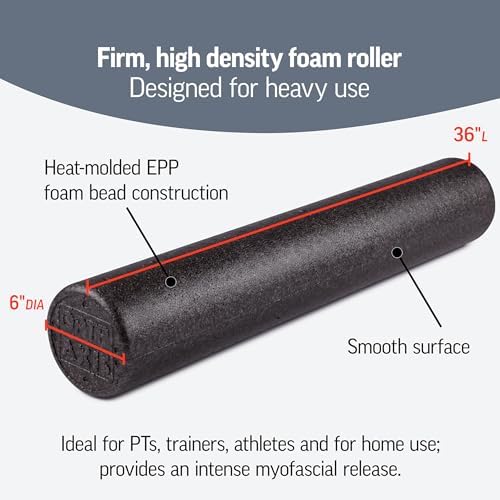 OPTP AXIS Firm Density Foam Roller – Round, Black, 36" x 6"