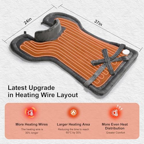 WUGE Comfort Gifts for Women Men, Heating Pad for Neck Shoulder and Back, Birthday Gift for Women Men, Large Weighted Heat Pad, ETL Certified, Gray
