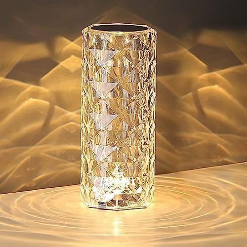 Portable Crystal Table Lamp,3 Color Touch Control Rechargeable Lamp,Crystal Bedside Lamp,Night Light,Room Decor Desk Lamp,Bedroom,Living Room,Kitchen,Dining Room Lamp(White)