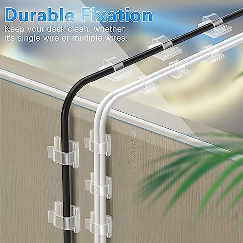 XHF 120PCS 5/8” Clear Adhesive Cable Wire Wall Light Clips, Cord Holder