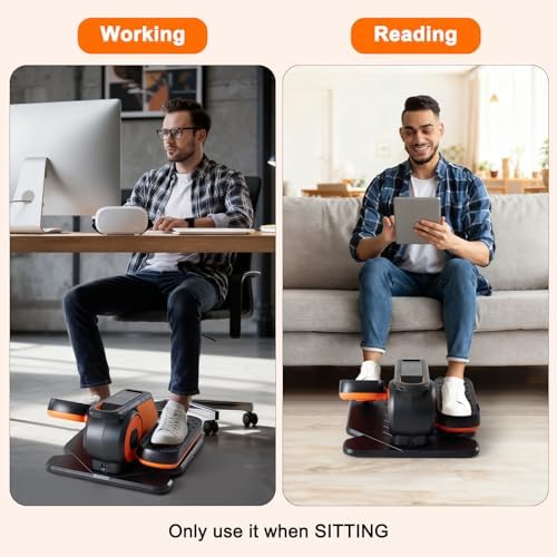 DUMOS Quiet Under-Desk Elliptical Machine, Compact Mini Pedal Exerciser with Adjustable Speed, LED Display, Portable Fitness Solution for Home or Office Workouts