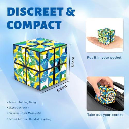 2.2 inch Kaleidoscope Infinity Cube,Holographic Fidget Block Toy for Adults
