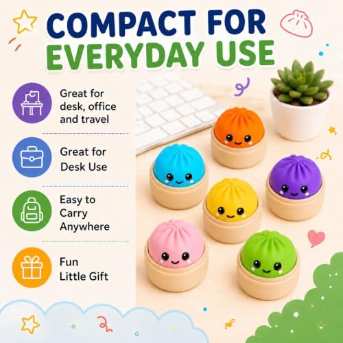 Dumpling Clicker Fidget Toy Set, 6PCS 3D Printed Clickers, Assorted Colors