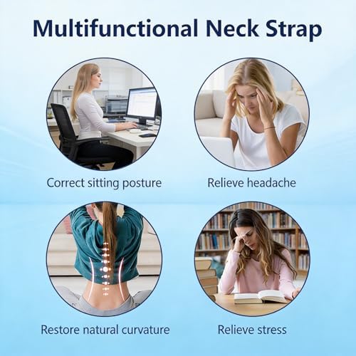 Neck Decompression Hammock, Cervical Neck Traction Device with Ear Holes, Adjustable Portable Neck Stretcher for Neck Tension Relief, Home Office Travel Use