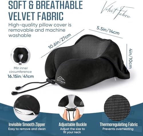 SkytraxComf® Travel Neck Pillow with Hood for Privacy on Long Flights