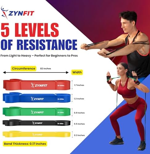 Pull Up Bands, Resistance Bands Set with Door Anchor, 5-Level Pull Up Assistance Bands for Working Out, Workout Bands for Home Gym