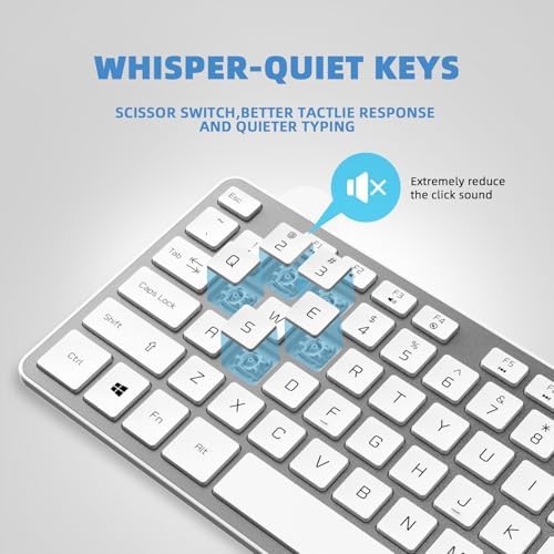 Wired USB Keyboard, Comfortable Quiet Chocolate Keys, Durable Ultra-Slim Computer Keyboard Wired(QWERTY) for PC, Windows 11/10/8/7/XP/Vista KB1430 (Sliver-1, Wired Keyboard for Windows)