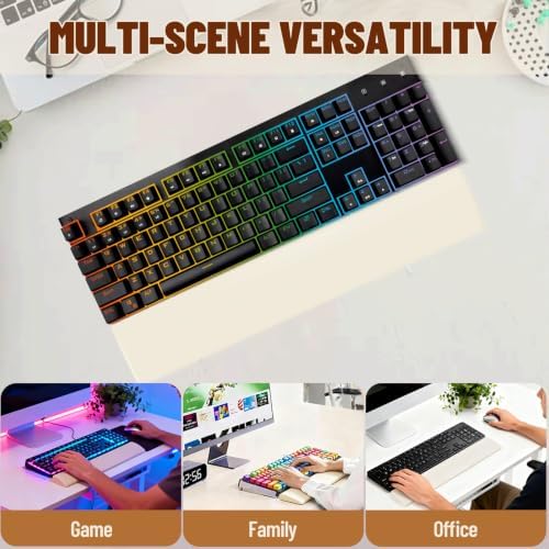 17 Inch Silicone Keyboard Wrist Rest, 0.59 Inch Thick Ergonomic Wrist Support for Full Size Mechanical & Membrane Keyboards, Honeycomb Non-Slip Pad for Office Gaming (White)