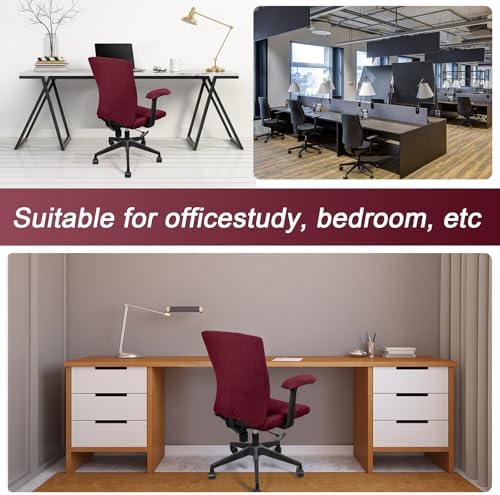 Tallew 4 Pcs Office Chair Covers Stretchable Armrest Seat,XL,Burgundy