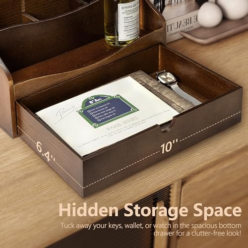 Rebee Vision Mail Organizer for Desk with 4-Slot for Home & Office, Brown