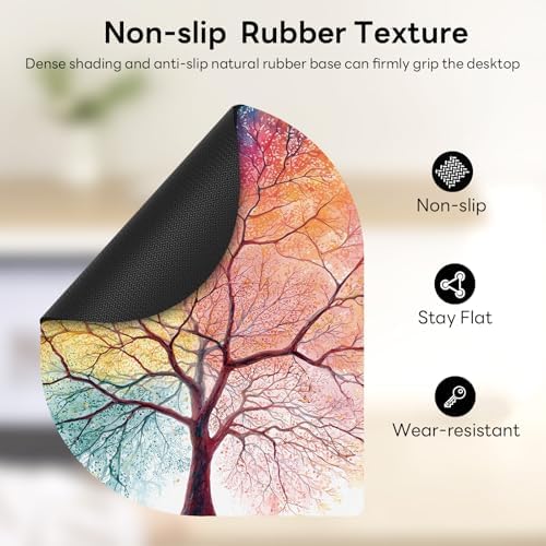 Contoured Oval Mouse Pad 6x8in Non-Slip for Laptop,Big Tree