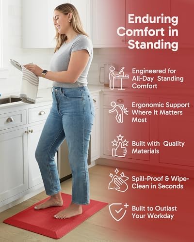 Ophanie Kitchen Mats for Floor,3/4 inch Thick,20x32 Anti Fatigue Cushioned Mat,Kitchen Rugs,Waterproof,Comfort Ergonomic Standing Mat for Office,Home,Sink with 99+ Pairs of Anti-Slip Bottom Ridges