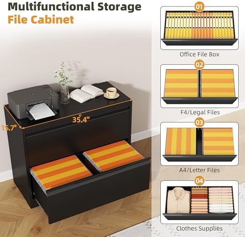2 Drawer Metal Lateral File Cabinet with Lock for Home Office