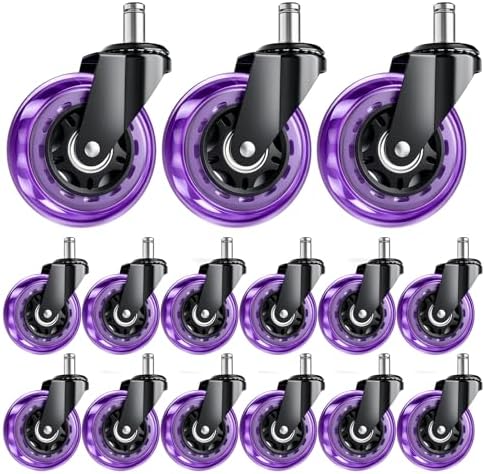 3 Inch Office Chair Wheels, Set of 15 (Purple)