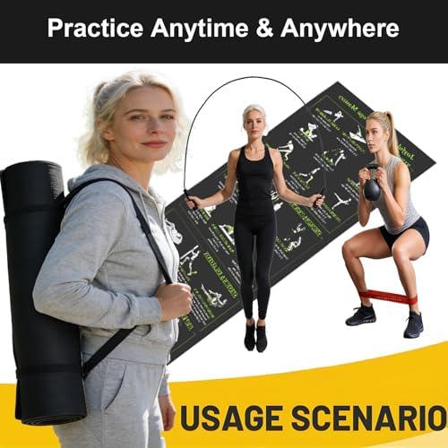 Yoga Mat with Printed Yoga Poses, Non-Slip Exercise Mat - Home & Gym Use