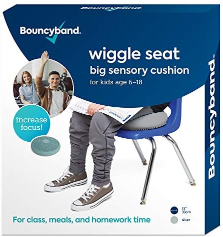 Bouncyband – Wiggle Seat – Silver, 13” D – Large Sensory Cushion for Kids