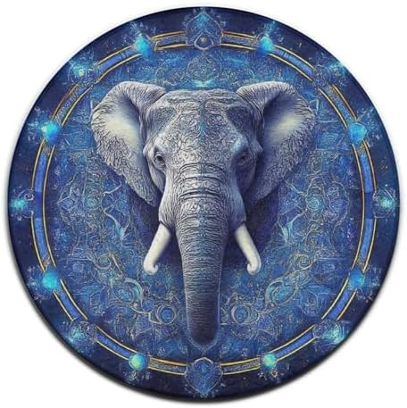 Large Round Area Rug Home Decor Modern Bathroom Rug Kitchen Office Circle Rug for Living Room Sofa Circle Cute Mat Mandala Elephant Art, 24inch