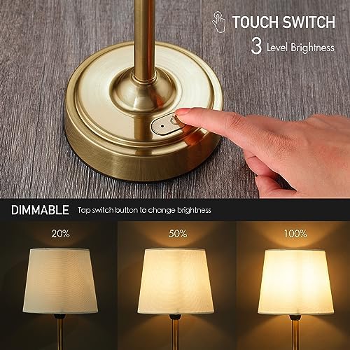 O'Bright Seraph Cordless Rechargeable LED Table Lamp, Antique Brass
