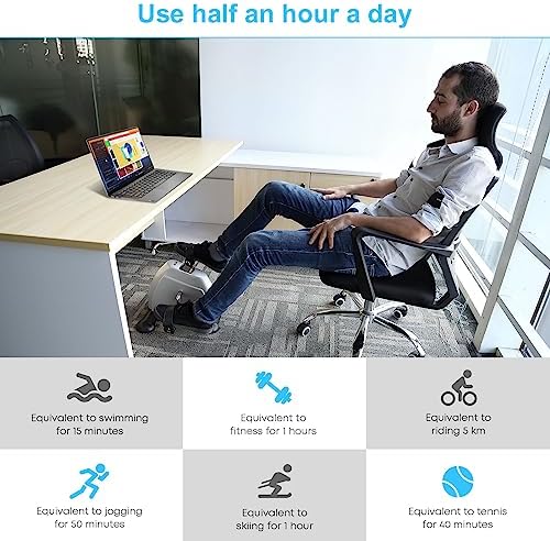 Mini Exercise Bike, AGM Under Desk Bike Pedal Exerciser Foot Cycle Arm & Leg Pedal Exerciser with LCD Screen Displays