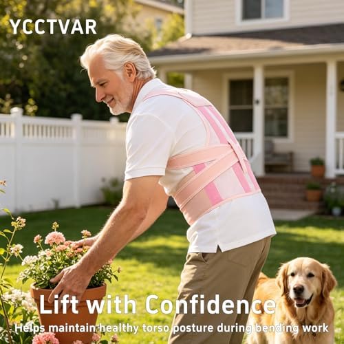 Back Brace Posture Corrector for Seniors Women and Men Upgraded Dynamic Traction Correction System Adjustable Shoulder Support Straightener Helps Reduce Upper Lower Back Pain Suitable for Hump Scoliosis Pink Medium