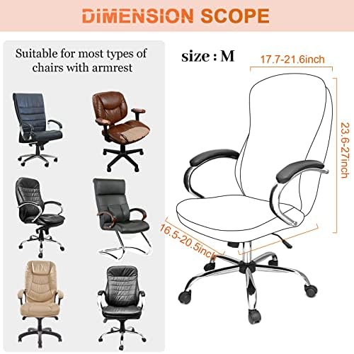 Tatuo 3 Pcs Computer Office Chair Cover Universal Rotating Chair Slipcovers Protector Removable Washable Office Armrest Covers with Zipper for High Back Seat Backrest(M,Waffle,Pink)