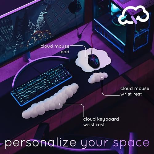 Green Cloud Keyboard Wrist Rest – Create-ables Qloud Green Wrist Rest for Computer Keyboard and Mouse, Ergonomic Memory Foam Wrist Pad with Non-Slip Base, Includes Cloud Mouse Pad