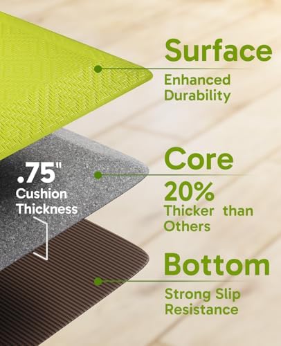 Ophanie Kitchen mats for Floor, 3/4 inch Thick, Kitchen Rugs, 20x39 Anti Fatigue Standing Cushioned Mat,Waterproof,Comfort Ergonomic mat for Office, Home,Sink with 99+ Pairs of Anti-Slip Bottom Ridges
