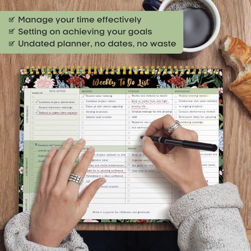 Taja Weekly To Do List Notepad, Undated Weekly Planner Pad, 8.5" x 11"
