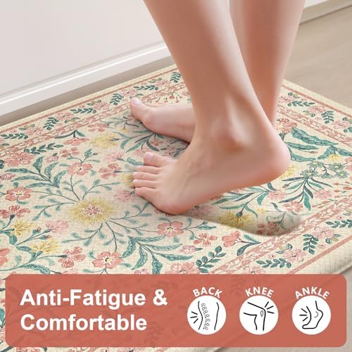 Collive Anti Fatigue Mats for Kitchen Floor, Padded Rugs 17"x59"+17"x29"
