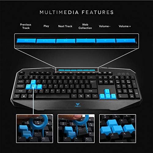 Beastron Catalyst Gaming Keyboard, Multimedia Keys Ergonomic Keyboard Swappable Gaming Keys, PC Computer Wired Gaming Keyboard