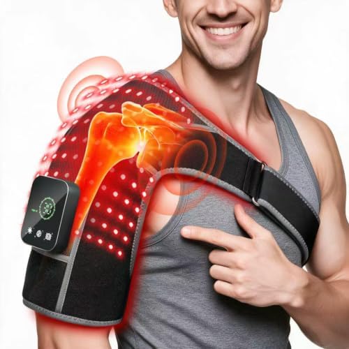 Cordless Red Light Therapy Shoulder Wrap with Vibration Massage, 100-LEDs