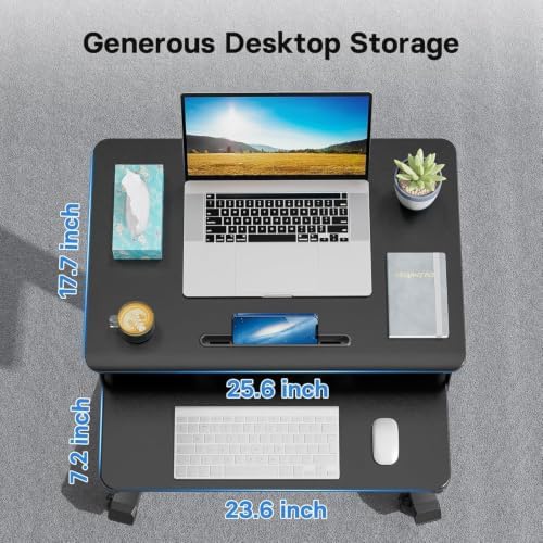 BONTEC Mobile Standing Desk with Keyboard Tray, Mobile Podium on Wheels