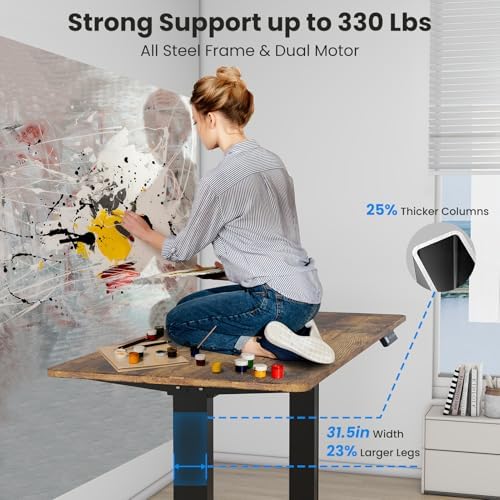 Dual Motor Standing Desk Frame- Height Adjustable Electric Desk Legs, Heavy Duty Sit to Stand Up Desk Base, 4 Memory Settings Controller for Adjustable DIY Desktop, Over 300 lbs Load Capacity