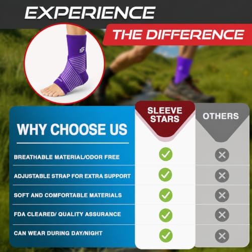 Sleeve Stars Ankle Brace Men & Women Support (Single/L:12"-13"/Dark Purple)