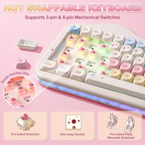 YUNZII C75 Cute 75% Wireless Mechanical Keyboard (Beige, Candy Switch)