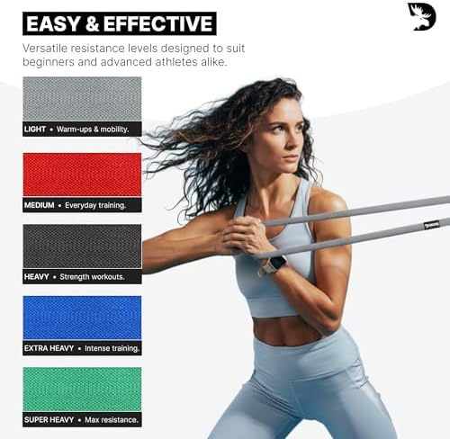 DMoose Fitness Fabric Resistance Bands for Full Body Exercises - Non-Slip Thick Cloth Stretch Band for Squats, Lunges & Bicep Curls - Long Resistance Bands for Working Out - Booty Band for Men & Women