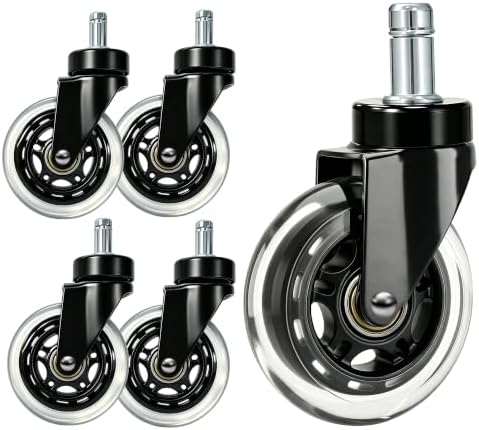 Rubber Caster Wheels Set of 5 – Replacement for Office Chairs
