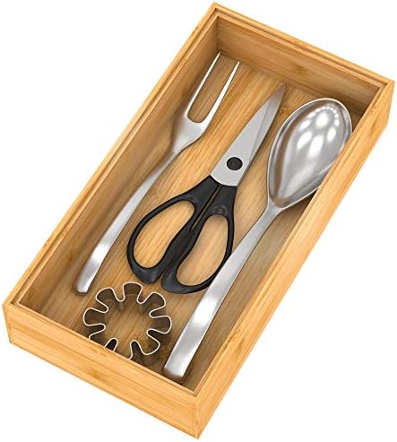 Wooden Drawer Organizer for Kitchen, Small Stackable Utensil Holder 12"x 6"